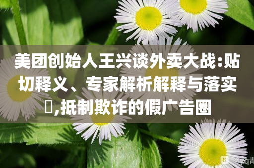美團(tuán)創(chuàng)始人王興談外賣大戰(zhàn):貼切釋義、專家解析解釋與落實(shí)?,抵制欺詐的假?gòu)V告圈