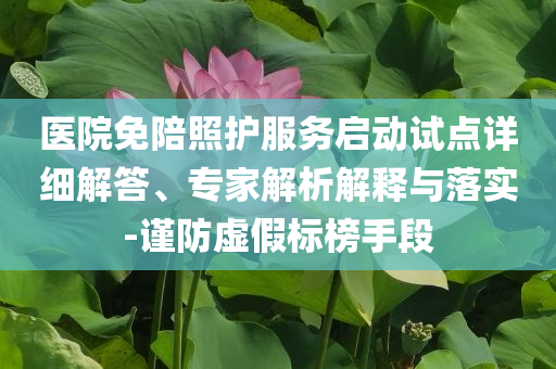 醫(yī)院免陪照護服務(wù)啟動試點詳細(xì)解答、專家解析解釋與落實-謹(jǐn)防虛假標(biāo)榜手段
