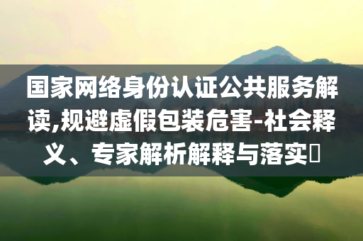 國家網(wǎng)絡(luò)身份認(rèn)證公共服務(wù)解讀,規(guī)避虛假包裝危害-社會釋義、專家解析解釋與落實(shí)?
