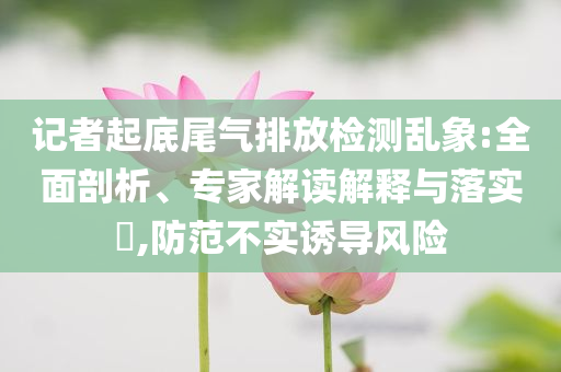 記者起底尾氣排放檢測(cè)亂象:全面剖析、專家解讀解釋與落實(shí)?,防范不實(shí)誘導(dǎo)風(fēng)險(xiǎn)