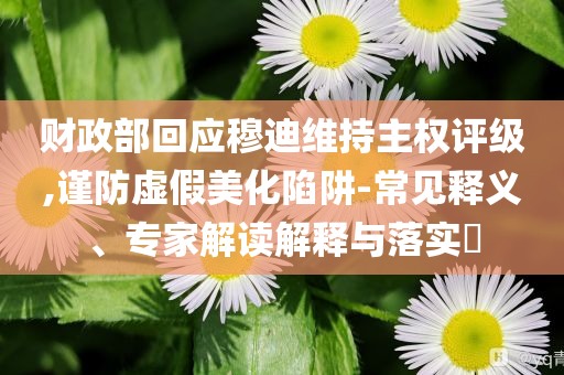 財政部回應(yīng)穆迪維持主權(quán)評級,謹防虛假美化陷阱-常見釋義、專家解讀解釋與落實?