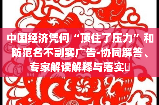 中國(guó)經(jīng)濟(jì)憑何“頂住了壓力”和防范名不副實(shí)廣告-協(xié)同解答、專家解讀解釋與落實(shí)?