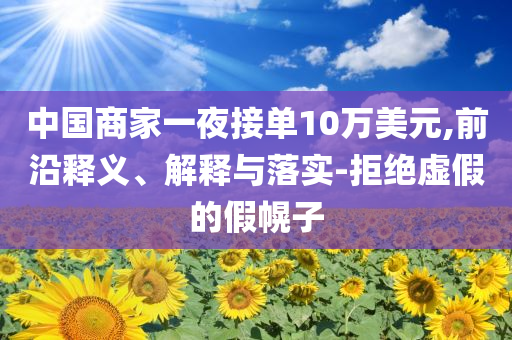 中國商家一夜接單10萬美元,前沿釋義、解釋與落實(shí)-拒絕虛假的假幌子