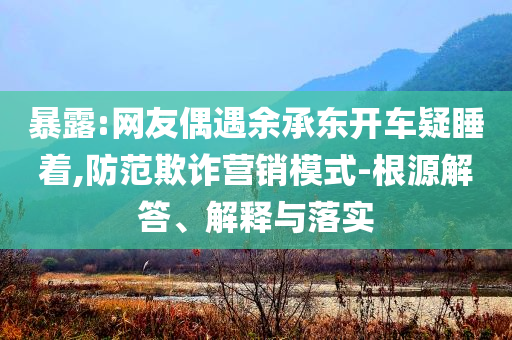 暴露:網(wǎng)友偶遇余承東開車疑睡著,防范欺詐營銷模式-根源解答、解釋與落實