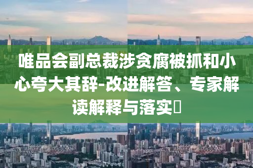 唯品會副總裁涉貪腐被抓和小心夸大其辭-改進解答、專家解讀解釋與落實?