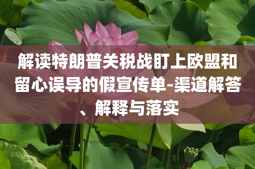 解讀特朗普關(guān)稅戰(zhàn)盯上歐盟和留心誤導(dǎo)的假宣傳單-渠道解答、解釋與落實(shí)