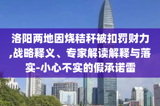 洛陽(yáng)兩地因燒秸稈被扣罰財(cái)力,戰(zhàn)略釋義、專(zhuān)家解讀解釋與落實(shí)-小心不實(shí)的假承諾雷