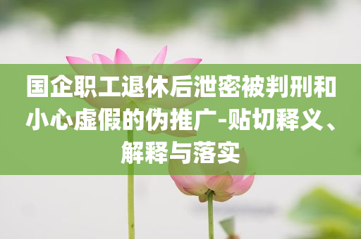 國企職工退休后泄密被判刑和小心虛假的偽推廣-貼切釋義、解釋與落實