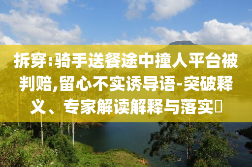 拆穿:騎手送餐途中撞人平臺被判賠,留心不實誘導(dǎo)語-突破釋義、專家解讀解釋與落實?