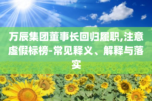 萬辰集團董事長回歸履職,注意虛假標榜-常見釋義、解釋與落實
