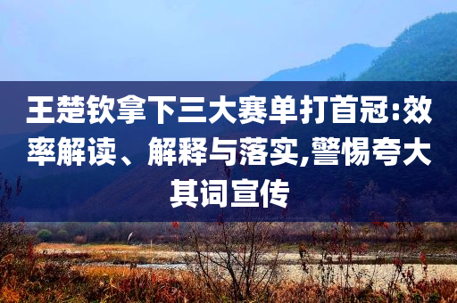王楚欽拿下三大賽單打首冠:效率解讀、解釋與落實(shí),警惕夸大其詞宣傳