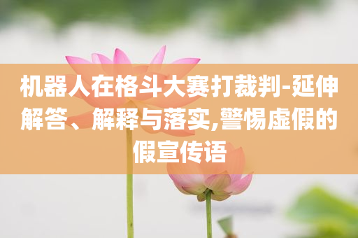 機(jī)器人在格斗大賽打裁判-延伸解答、解釋與落實(shí),警惕虛假的假宣傳語