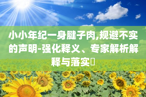 小小年紀一身腱子肉,規(guī)避不實的聲明-強化釋義、專家解析解釋與落實?