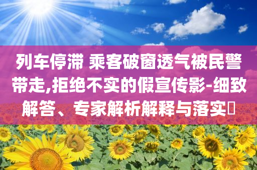 列車停滯 乘客破窗透氣被民警帶走,拒絕不實(shí)的假宣傳影-細(xì)致解答、專家解析解釋與落實(shí)?