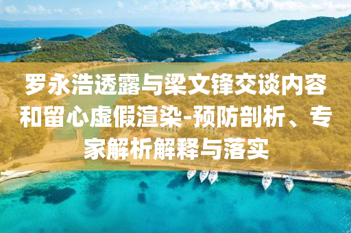 羅永浩透露與梁文鋒交談內(nèi)容和留心虛假渲染-預(yù)防剖析、專家解析解釋與落實(shí)