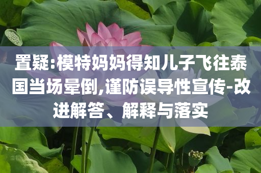 置疑:模特媽媽得知兒子飛往泰國當場暈倒,謹防誤導性宣傳-改進解答、解釋與落實