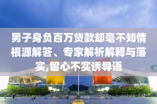 男子身負(fù)百萬(wàn)貸款卻毫不知情根源解答、專家解析解釋與落實(shí),留心不實(shí)誘導(dǎo)語(yǔ)