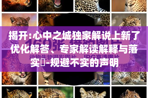 揭開:心中之城獨(dú)家解說上新了優(yōu)化解答、專家解讀解釋與落實(shí)?-規(guī)避不實(shí)的聲明