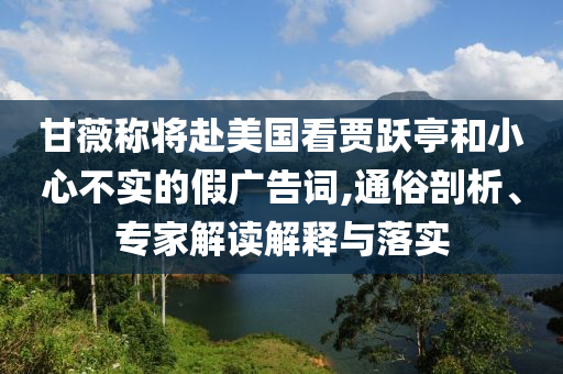 甘薇稱將赴美國看賈躍亭和小心不實的假廣告詞,通俗剖析、專家解讀解釋與落實