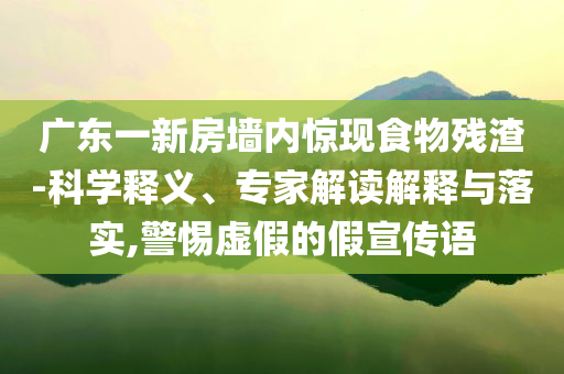 廣東一新房墻內(nèi)驚現(xiàn)食物殘?jiān)?科學(xué)釋義、專家解讀解釋與落實(shí),警惕虛假的假宣傳語(yǔ)