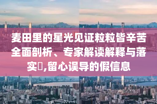 麥田里的星光見證粒粒皆辛苦全面剖析、專家解讀解釋與落實(shí)?,留心誤導(dǎo)的假信息