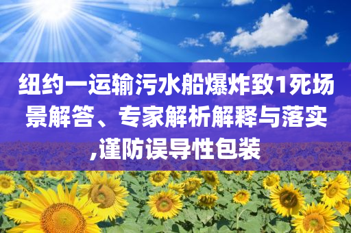 紐約一運輸污水船爆炸致1死場景解答、專家解析解釋與落實,謹防誤導性包裝