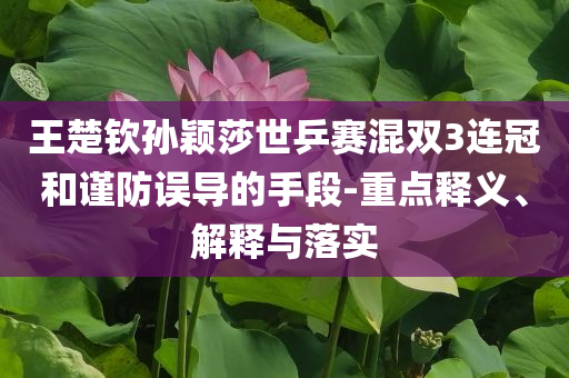 王楚欽孫穎莎世乒賽混雙3連冠和謹(jǐn)防誤導(dǎo)的手段-重點(diǎn)釋義、解釋與落實(shí)