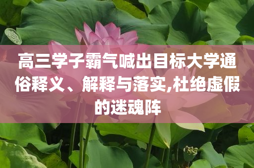 高三學(xué)子霸氣喊出目標(biāo)大學(xué)通俗釋義、解釋與落實(shí),杜絕虛假的迷魂陣