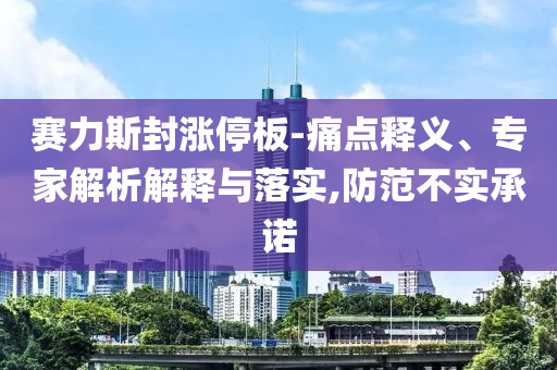 賽力斯封漲停板-痛點釋義、專家解析解釋與落實,防范不實承諾