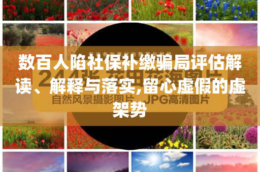 數(shù)百人陷社保補繳騙局評估解讀、解釋與落實,留心虛假的虛架勢