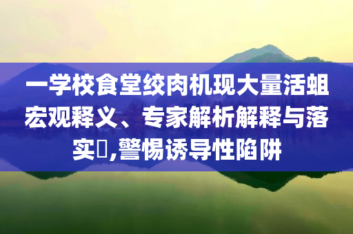 一學(xué)校食堂絞肉機(jī)現(xiàn)大量活蛆宏觀釋義、專家解析解釋與落實(shí)?,警惕誘導(dǎo)性陷阱