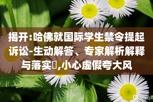 揭開(kāi):哈佛就國(guó)際學(xué)生禁令提起訴訟-生動(dòng)解答、專家解析解釋與落實(shí)?,小心虛假夸大風(fēng)