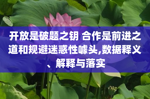 開放是破題之鑰 合作是前進(jìn)之道和規(guī)避迷惑性噱頭,數(shù)據(jù)釋義、解釋與落實