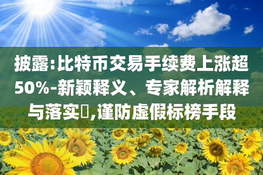 披露:比特幣交易手續(xù)費上漲超50%-新穎釋義、專家解析解釋與落實?,謹防虛假標榜手段