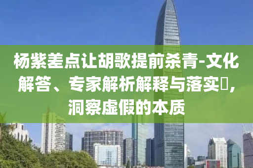 楊紫差點(diǎn)讓胡歌提前殺青-文化解答、專家解析解釋與落實(shí)?,洞察虛假的本質(zhì)
