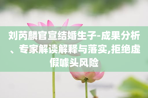 劉芮麟官宣結(jié)婚生子-成果分析、專家解讀解釋與落實,拒絕虛假噱頭風(fēng)險