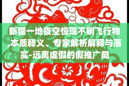 新疆一地夜空驚現(xiàn)不明飛行物,本質(zhì)釋義、專家解析解釋與落實(shí)-遠(yuǎn)離虛假的假推廣局