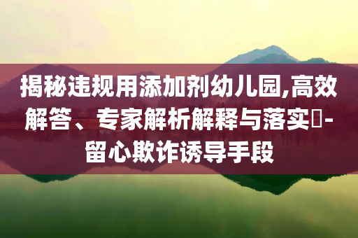 揭秘違規(guī)用添加劑幼兒園,高效解答、專家解析解釋與落實(shí)?-留心欺詐誘導(dǎo)手段