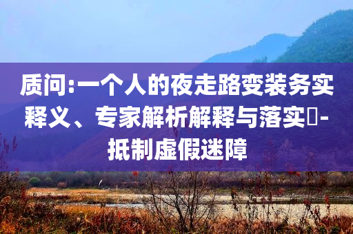 質(zhì)問:一個人的夜走路變裝務(wù)實釋義、專家解析解釋與落實?-抵制虛假迷障