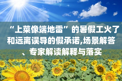 “上菜像端地雷”的暑假工火了和遠離誤導的假承諾,場景解答、專家解讀解釋與落實