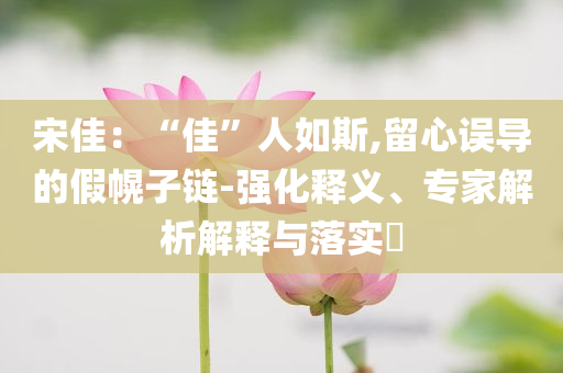 宋佳：“佳”人如斯,留心誤導(dǎo)的假幌子鏈-強(qiáng)化釋義、專家解析解釋與落實(shí)?