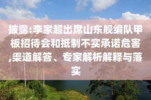披露:李家超出席山東艦編隊甲板招待會和抵制不實承諾危害,渠道解答、專家解析解釋與落實