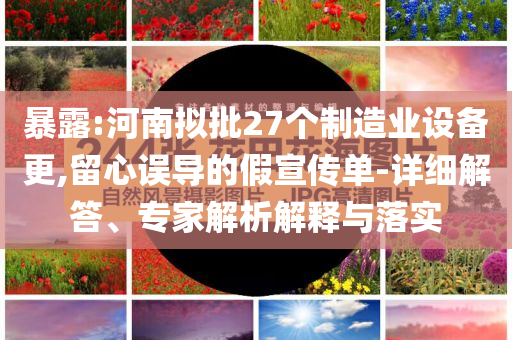 暴露:河南擬批27個制造業(yè)設備更,留心誤導的假宣傳單-詳細解答、專家解析解釋與落實