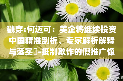 戳穿:何邁可：美企將繼續(xù)投資中國精準(zhǔn)剖析、專家解析解釋與落實?-抵制欺詐的假推廣像