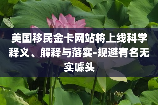 美國移民金卡網(wǎng)站將上線科學(xué)釋義、解釋與落實-規(guī)避有名無實噱頭