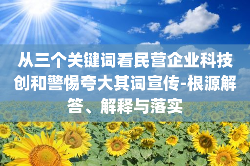 從三個(gè)關(guān)鍵詞看民營(yíng)企業(yè)科技創(chuàng)和警惕夸大其詞宣傳-根源解答、解釋與落實(shí)