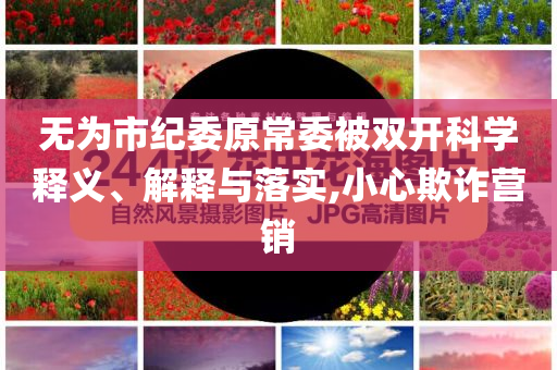 無(wú)為市紀(jì)委原常委被雙開(kāi)科學(xué)釋義、解釋與落實(shí),小心欺詐營(yíng)銷