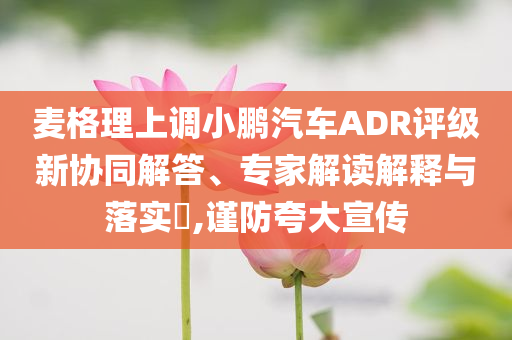 麥格理上調(diào)小鵬汽車ADR評(píng)級(jí)新協(xié)同解答、專家解讀解釋與落實(shí)?,謹(jǐn)防夸大宣傳
