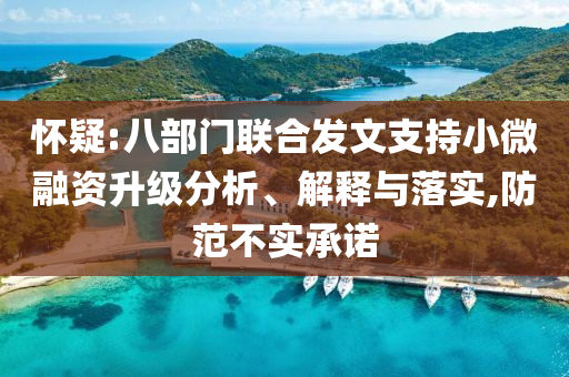 懷疑:八部門聯(lián)合發(fā)文支持小微融資升級(jí)分析、解釋與落實(shí),防范不實(shí)承諾