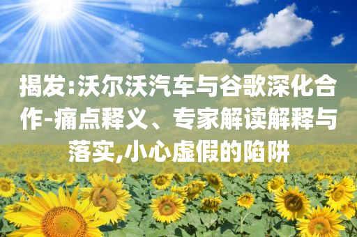 揭發(fā):沃爾沃汽車與谷歌深化合作-痛點釋義、專家解讀解釋與落實,小心虛假的陷阱